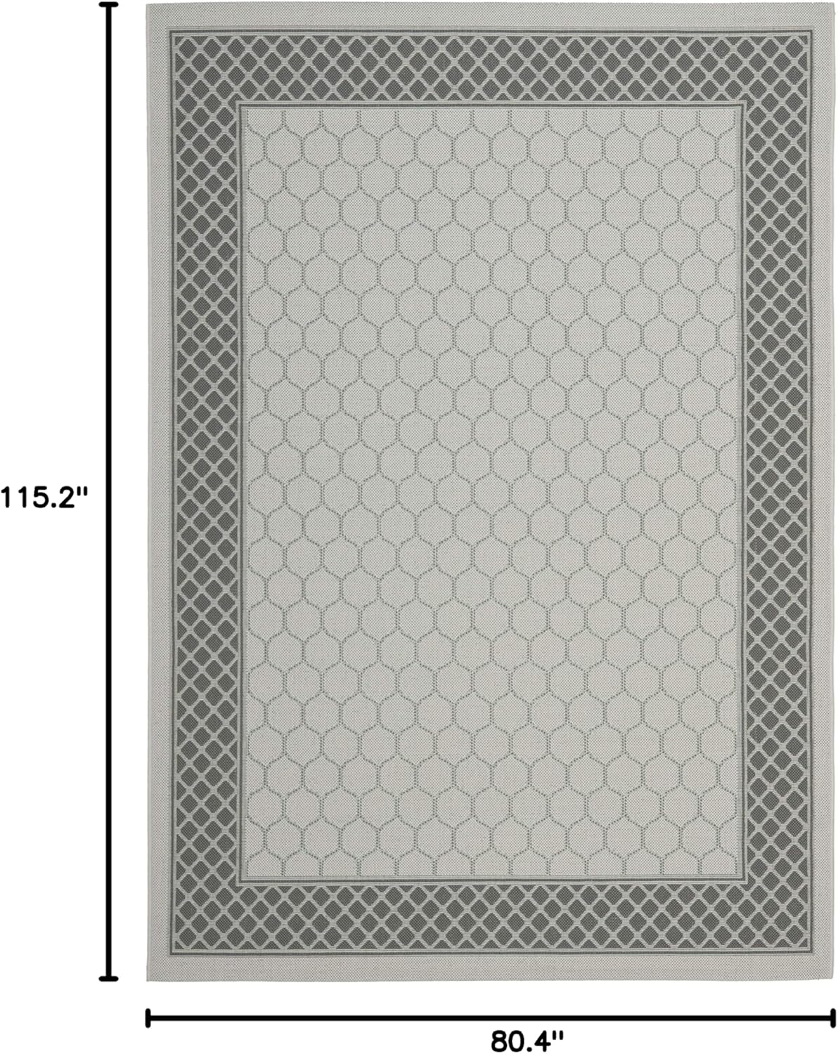 SAFAVIEH Courtyard Collection 6'7" x 9'6" Light Grey/Anthracite CY7933 Indoor/ Outdoor Waterproof Easy Cleaning Patio Backyard Mudroom Area Rug