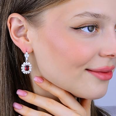 925K Ruby Stone Silver Jewelry Set, Ruby Earring, Ring, Necklace with CZ | Fine Jewelry Set for Women, Daily Wear Silver Set