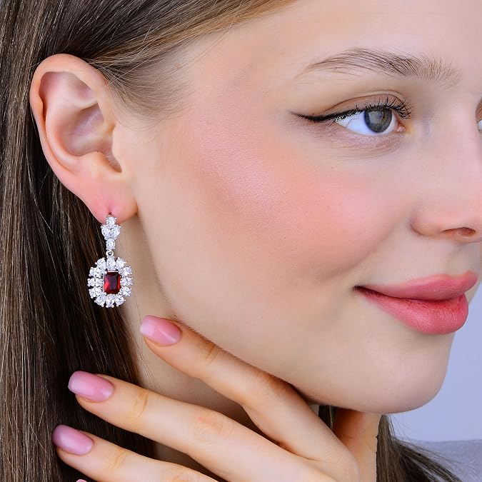 925K Ruby Stone Silver Jewelry Set, Ruby Earring, Ring, Necklace with CZ | Fine Jewelry Set for Women, Daily Wear Silver Set