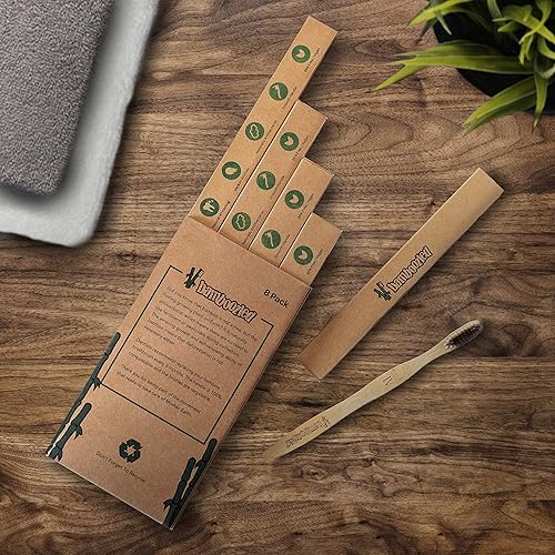 Miniatura 10 de Bamboozled  Cepillo de dientes de bambú  Cerdas medianas sin BPA con infusión de carbón  Orgánico y sostenible  biodegradable y ecológico  Juego de