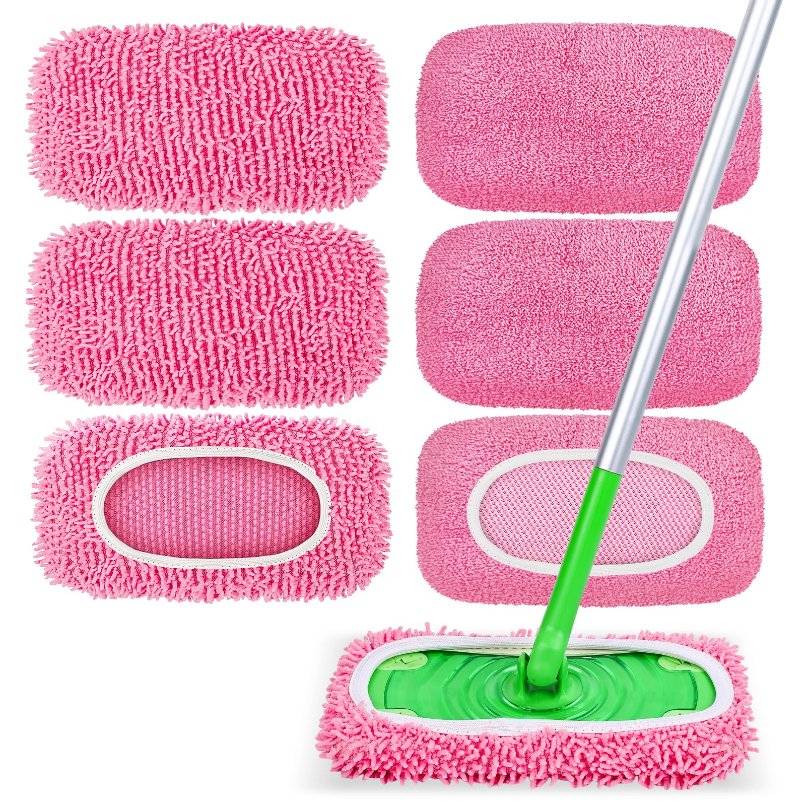 NXPPYY 6-Pack Reusable Microfiber Mop Pads Compatible