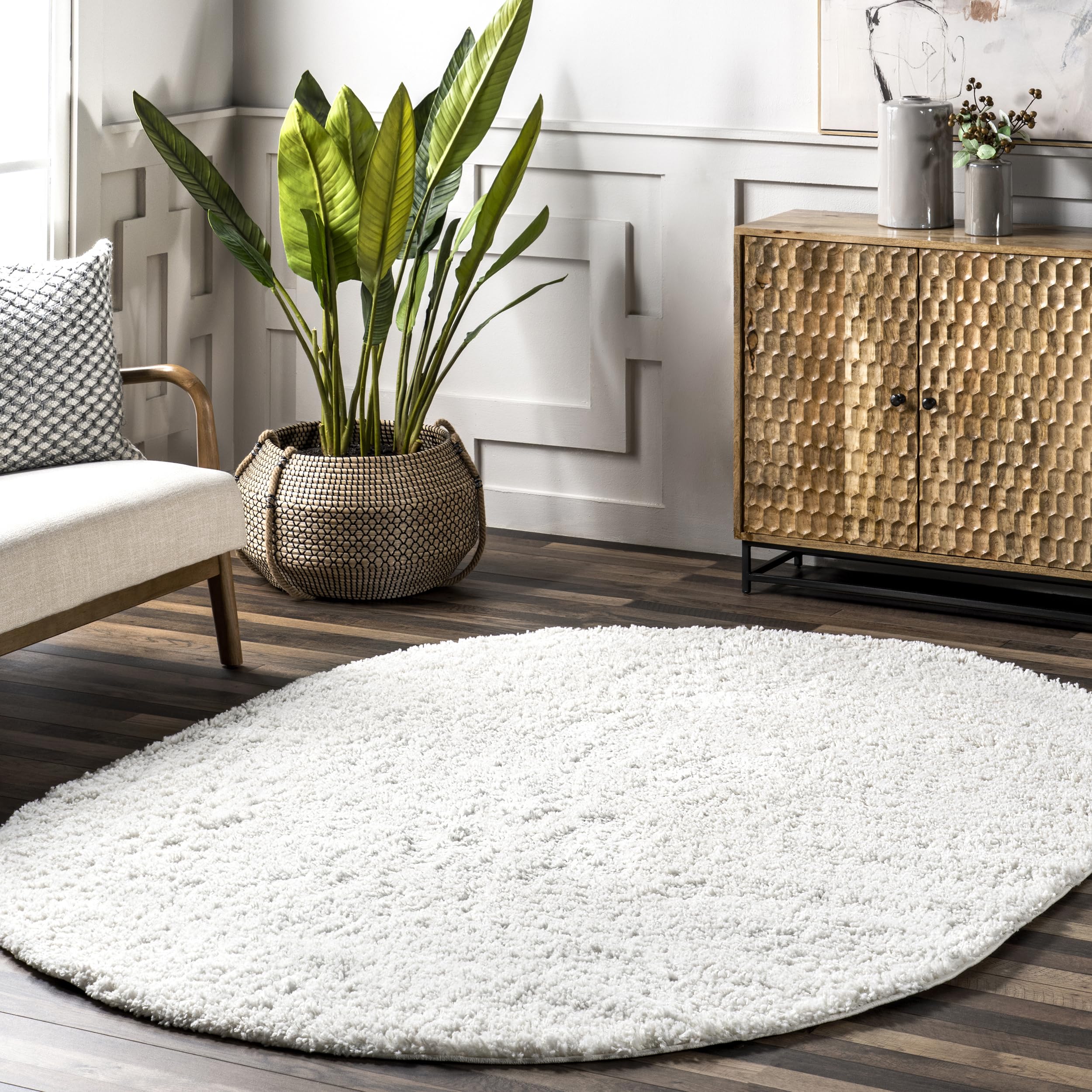 nuLOOM Marleen Contemporary Shag Accent Rug, 3' x 5' Oval, Off-white
