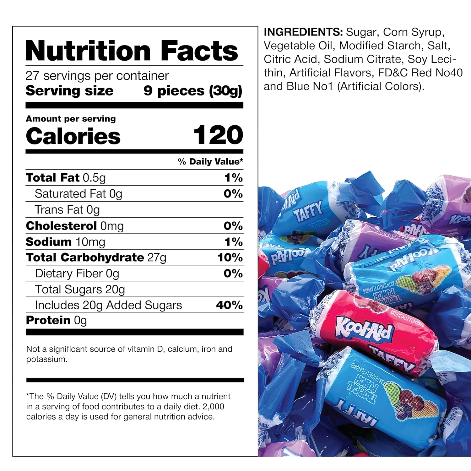 Funtasty Kool-Aid Taffy Candy Assorted Fruit Flavors, 2 Pound Bag : Grocery & Gourmet Food