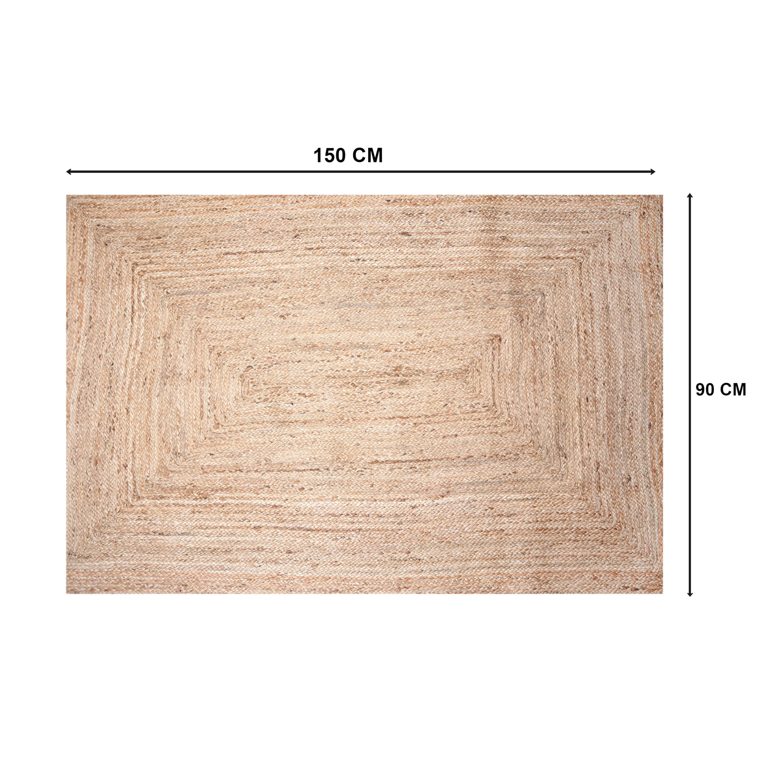 Craft Trade Natural Jute Area Rug Boho Braided Hand Woven Vintage Sisal Rug Reversible Home Decor Farmhouse Carpet Rag Rug for Kitchen Living Room and Bedroom - Image 2