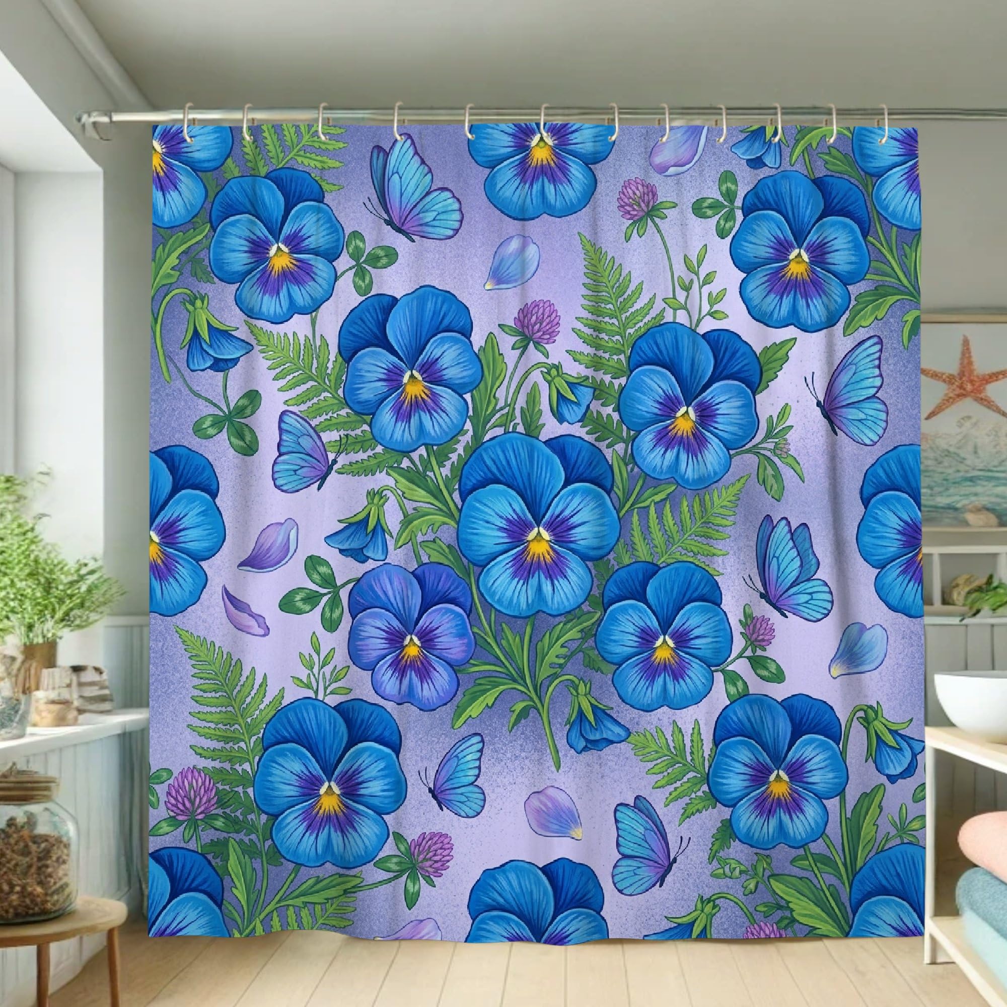 Rideau de douche 183x183 imperméable bleu pour salle de bain