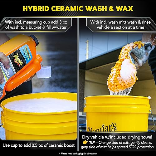 Miniatura 4 de Meguiar's Kit de inicio de cerámica híbrida de lavado y cera  Kit de detalles de automóvil con química cerámica híbrida avanzada para limpiar,
