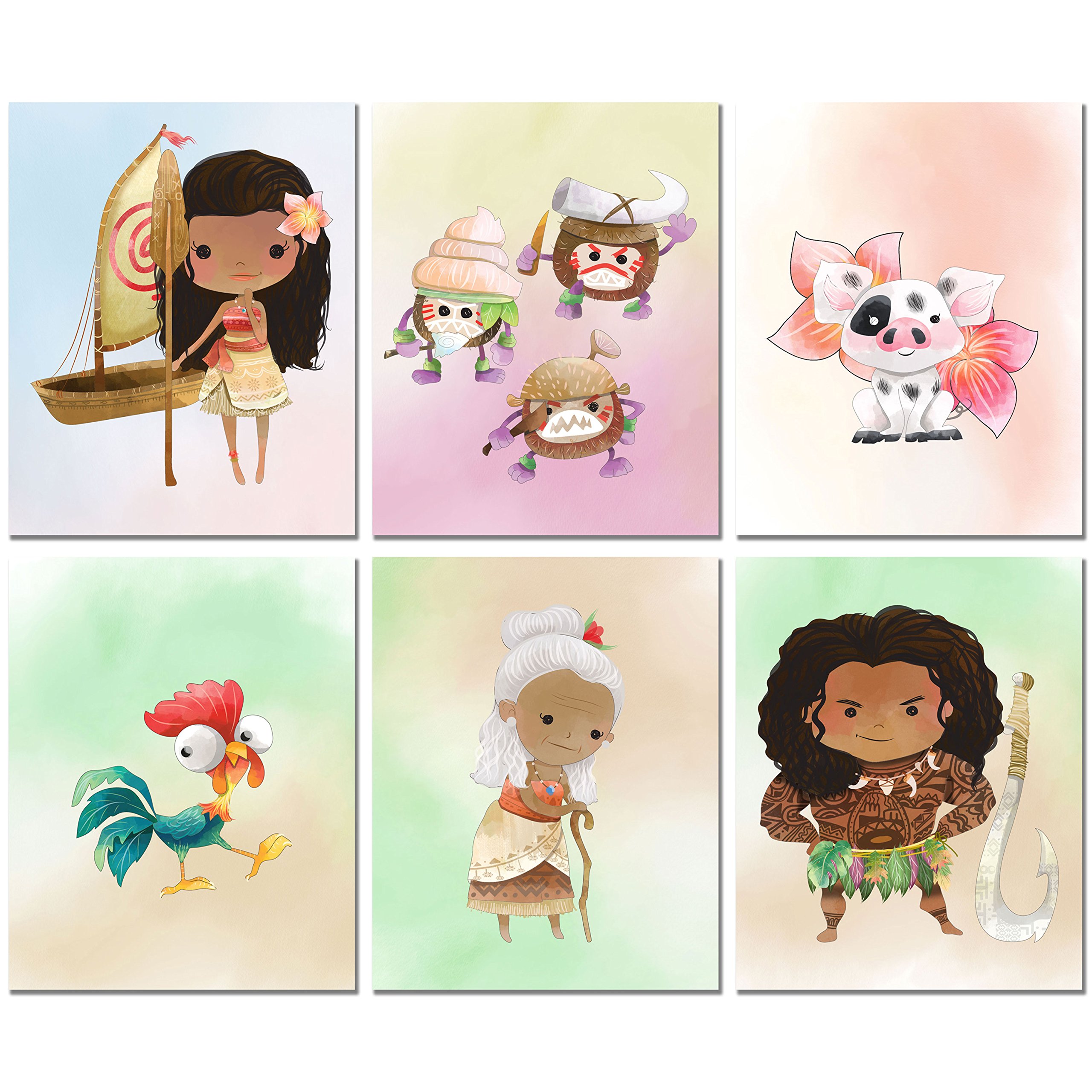 Moana Kids Art Prints - Set of 6 Original (8 inches x 10 inches) Photos