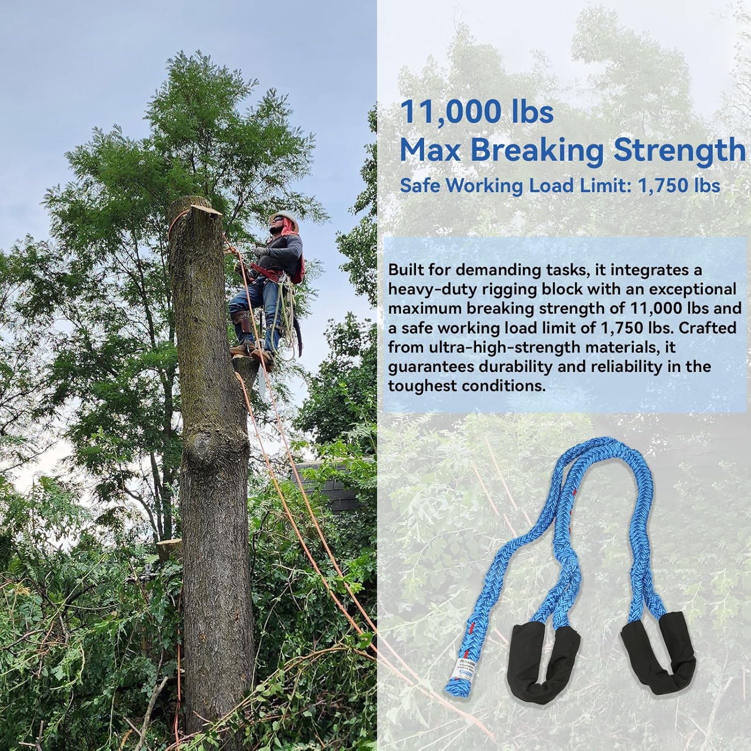 40202 Rigging Ring Sling Block and Whoopie Sling for Tree