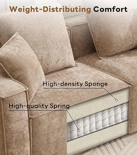 Miniatura 3 de WILLOVE Juego de sofá modular modular, sofá nube de felpilla con reposabrazos anchos y 8 almohadas, sofás de asiento profundo para sala de estar,