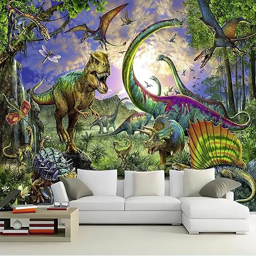Tapiz decorativo de bosque de dinosaurios jurásicos, divertido póster de T-Rex, animales antiguos, tapices de cuento de hadas para colgar en la