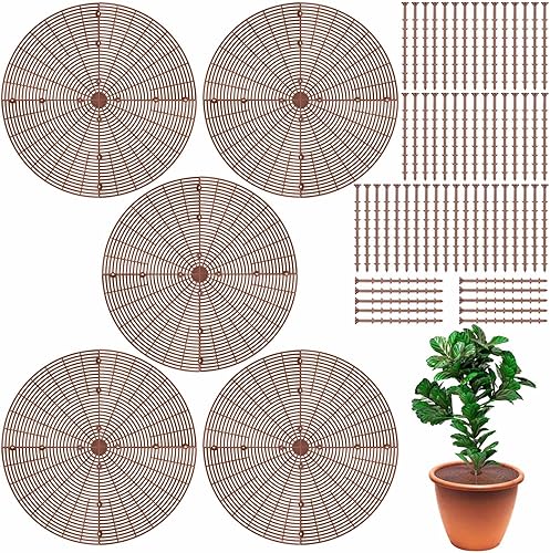 YGAOHF 5 fundas de rejilla para macetas de 20.8 pulgadas, cubierta de rejilla cortable con 60 estacas, protector de suelo grande de plástico para