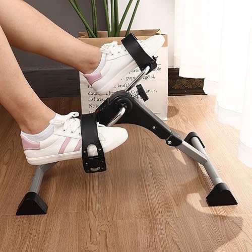 Miniatura 7 de Ahmed Folding Under Desk Bike Pedal Exerciser for ArmLeg Medical Fitness Exercise Bike Mini Portable Home Workout (Silver)