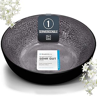 Steingut Servierschüssel Ibiza TESTSIEGER, Traumhafte Mediterrane Salatschüssel, Servierschale - Bowl Schüssel Groß, Salatschale - Pure Living in Grau