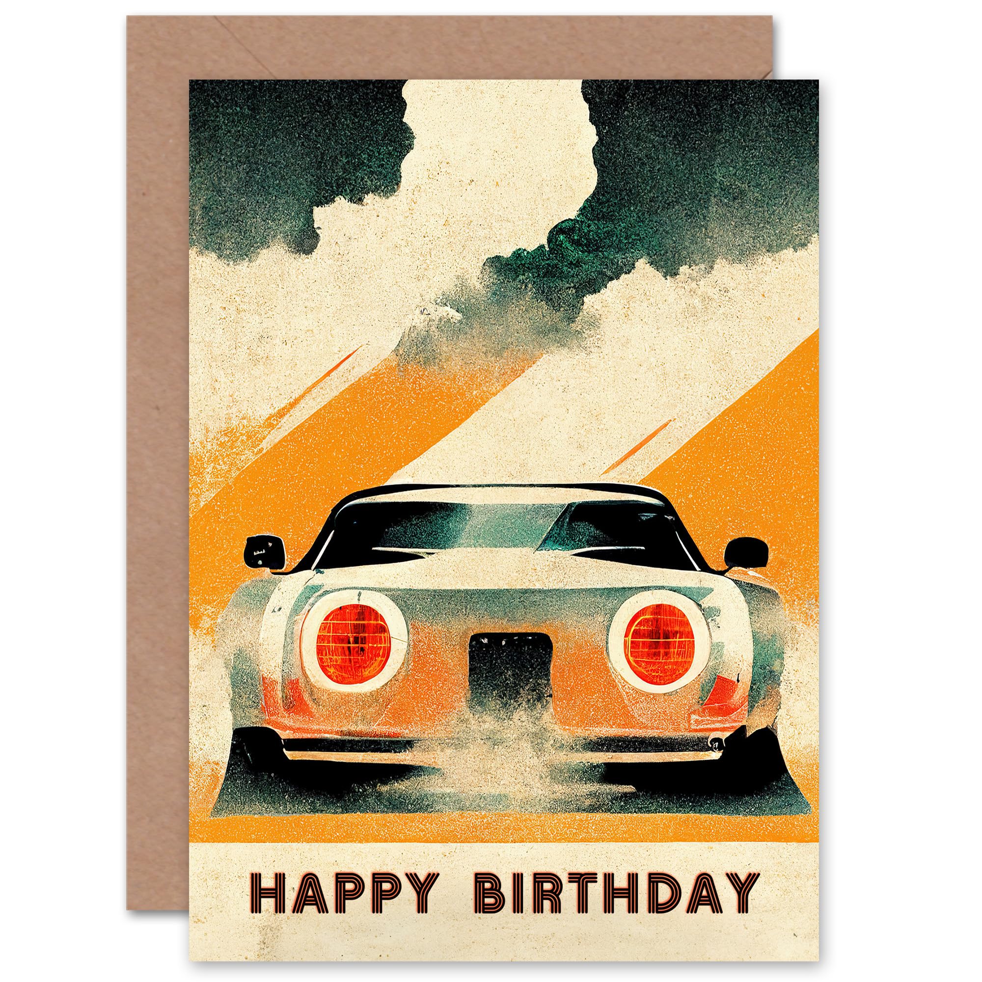 Artery8 Birthday Japanese Sports Car Racing For Dad Him Blank Inside Greeting Card