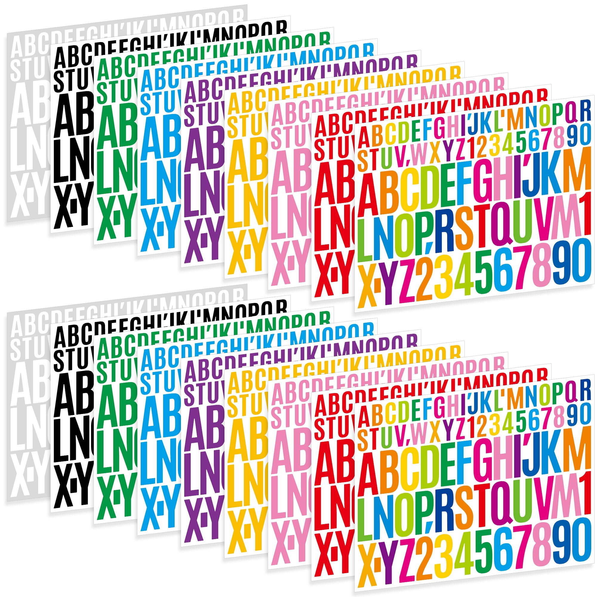 1404 PCS Letter Stickers 18 Sheets Alphabet Number Stickers 1 inch 2 inch Self Adhesive Waterproof Vinyl Sticker Letters for Scrapbook Water Bottles