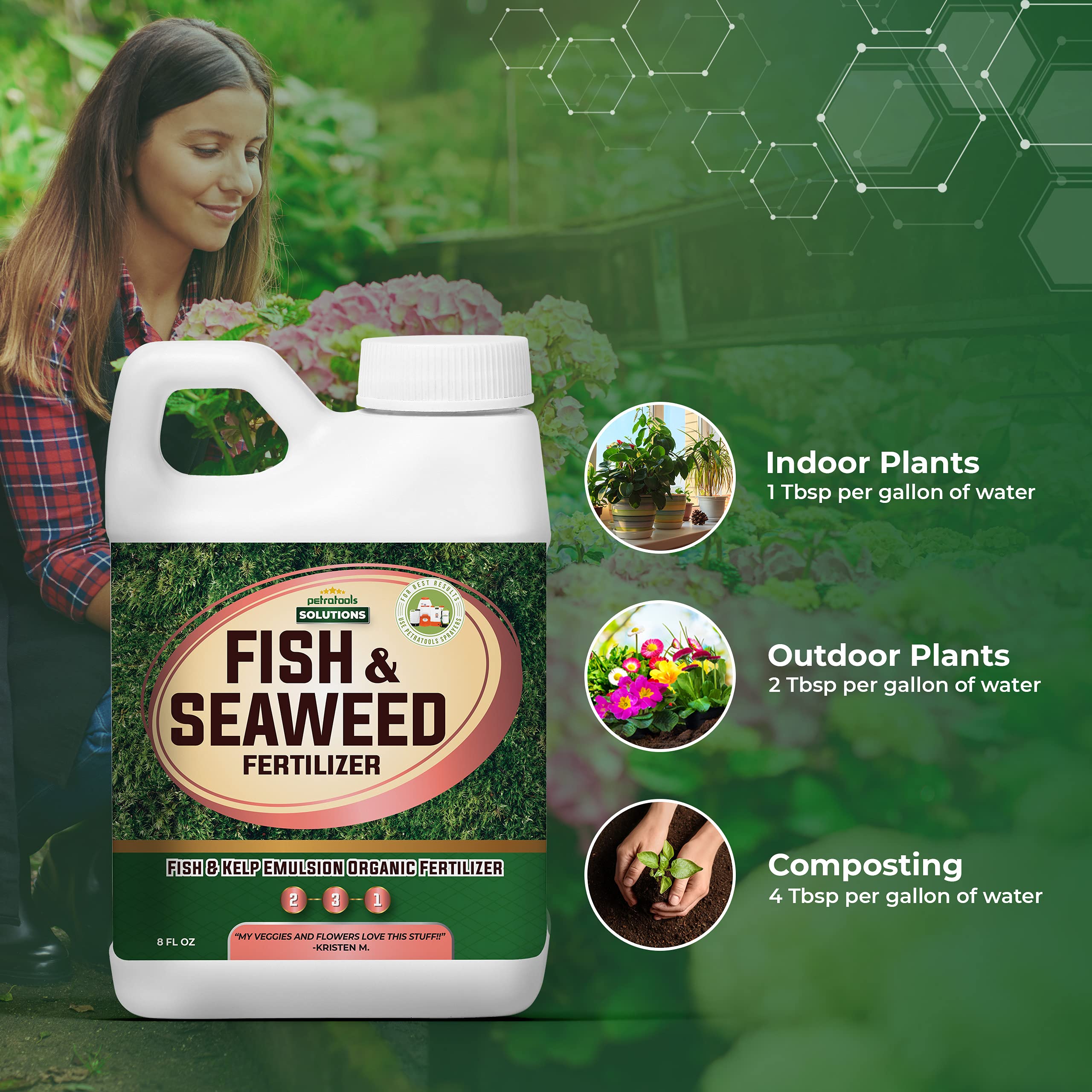 PetraTools Liquid Fish & Seaweed Fertilizer, Fish Emulsion Organic