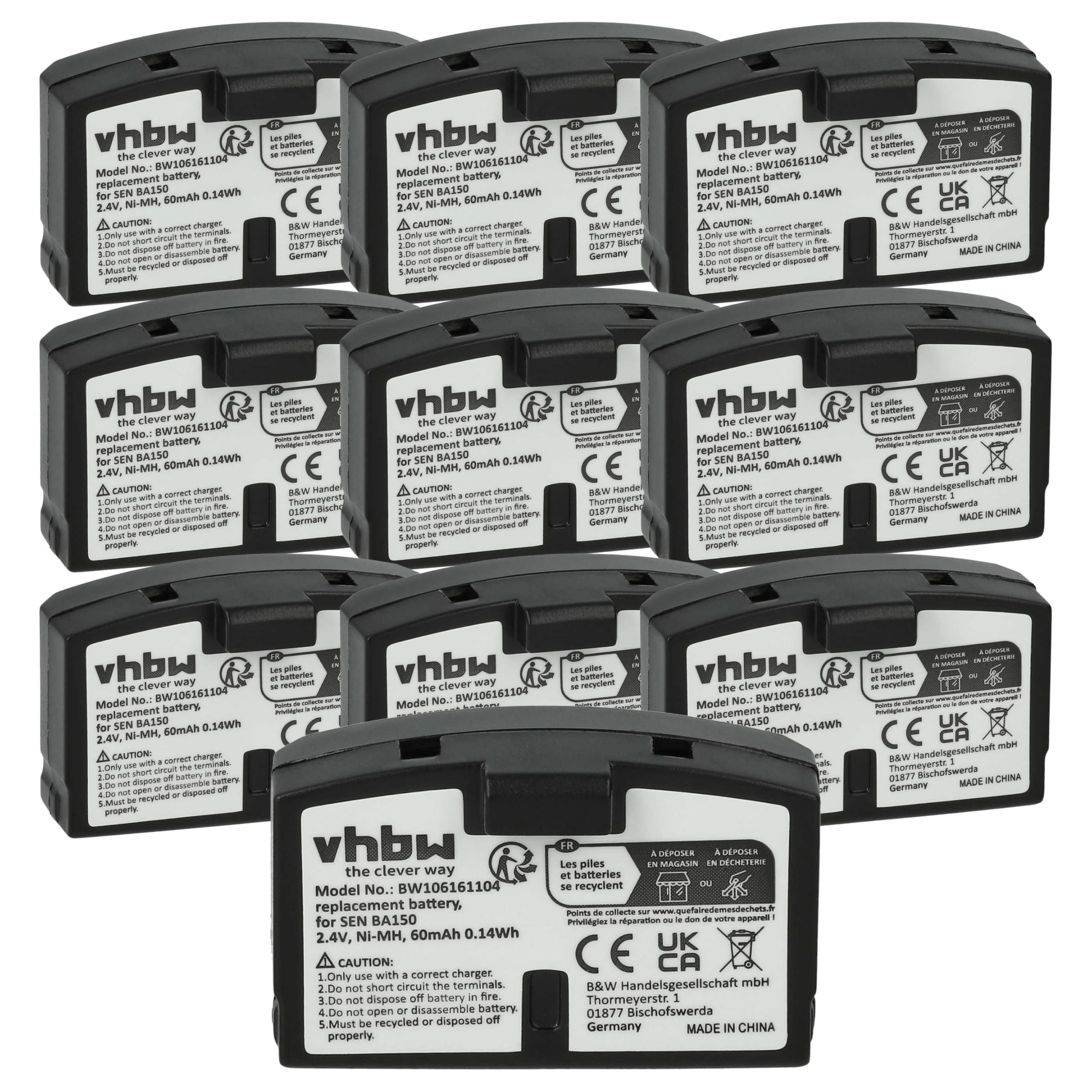 vhbw 10x Batterie Compatible avec Sennheiser RR 820