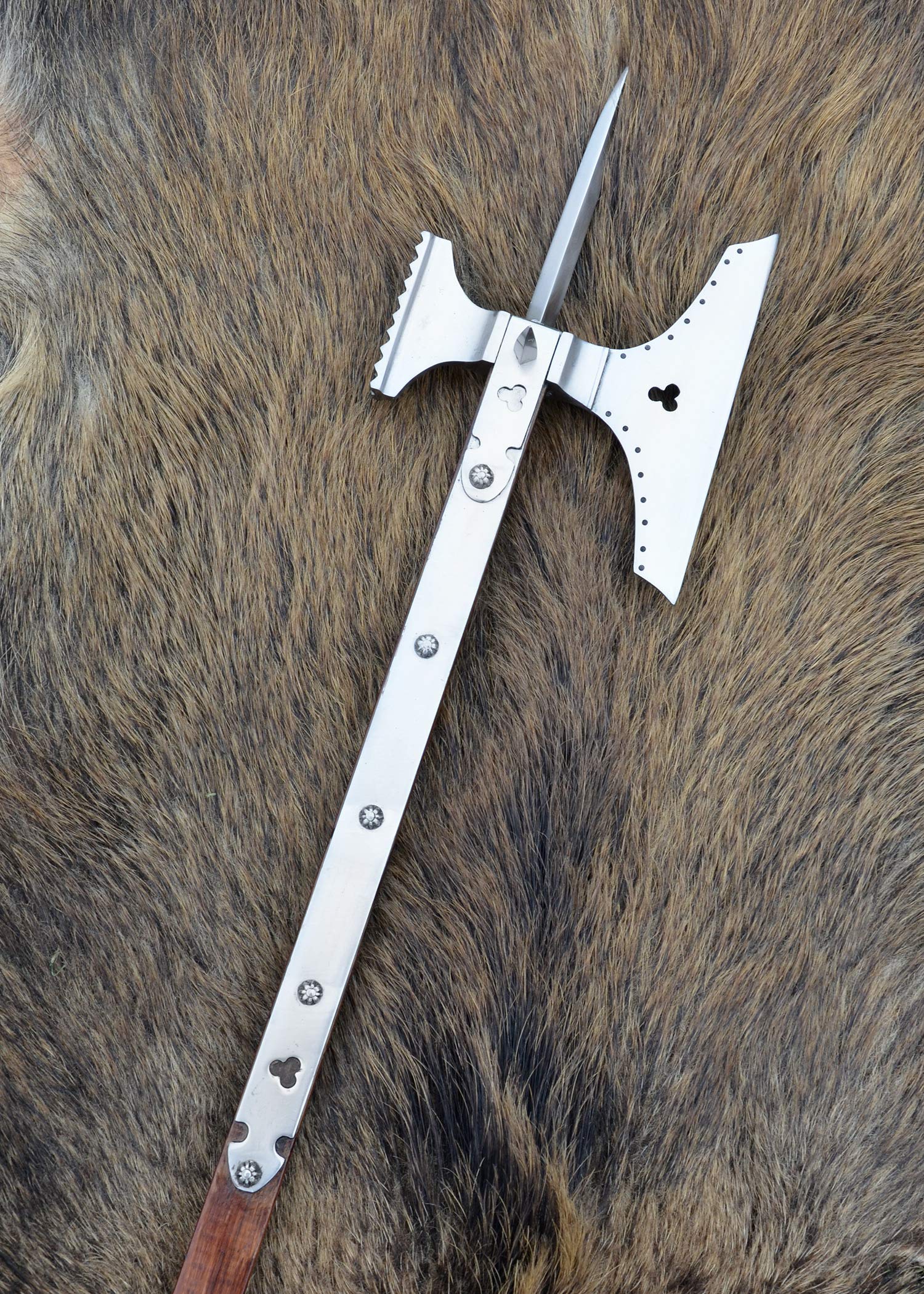 Battle-Merchant Dekorative Mordaxt Replik, mit Holzschaft | Mittelalter Axt, Deko-Waffe aus Stahl, Replik ca. 15 Jh., Historisches Sammlerstück & Dekoration, ab 18