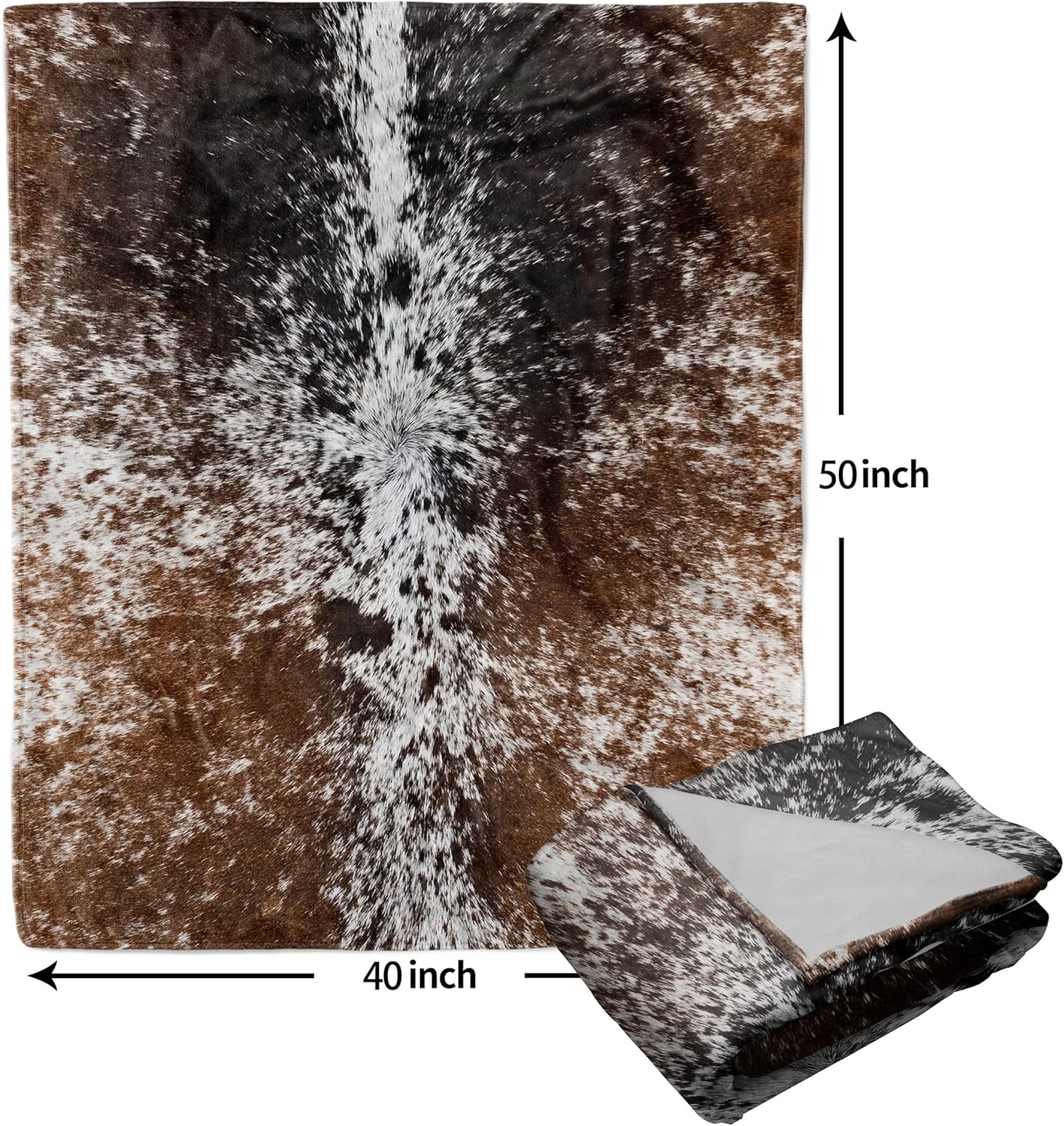 Cow Print Blanket Soft Flannel Lightweight Cowhide Western Throw Blanket Cozy Warm Brown Cow Blankets All Seasons Living Room Decor for Couch Chair Bed Sofa Office 40x50 inch - Image 4