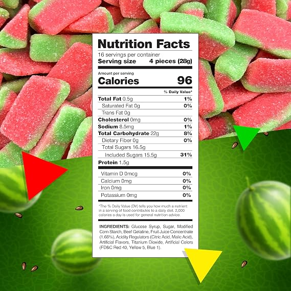 Watermelon Slices Gummy Candy, 1 Lb Bag