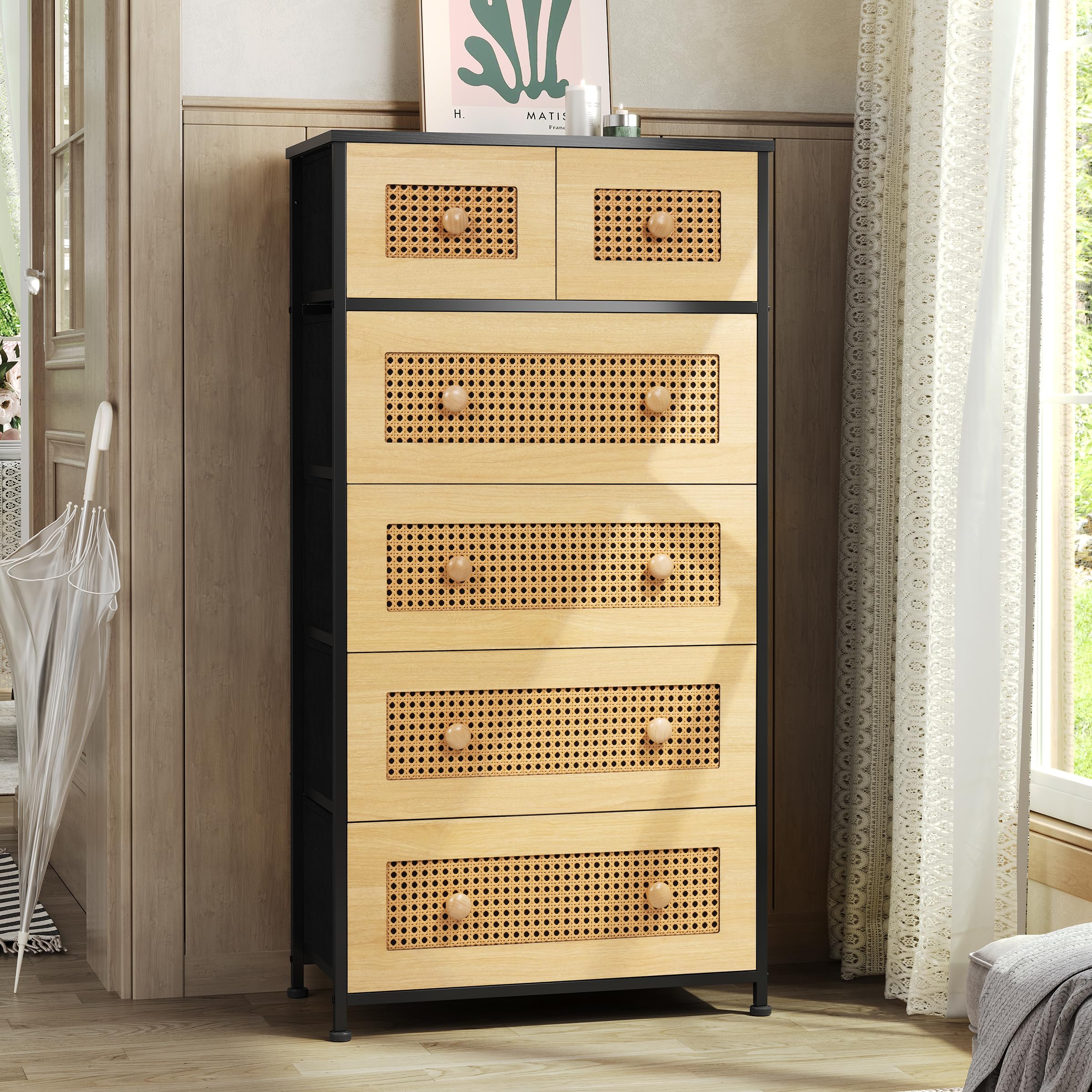 Amazon｜Crestlive Products ラタン チェスト タンス 箪笥 ワイド収納  