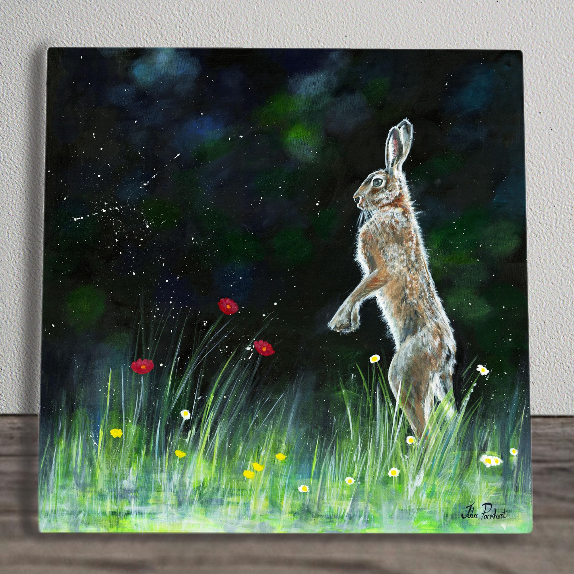 Global Designs Multi Dancing Hare Ceramic Tile Picture Plaque Sign Wall Or Freestanding Art Parkhurst Gallery 20X20cm