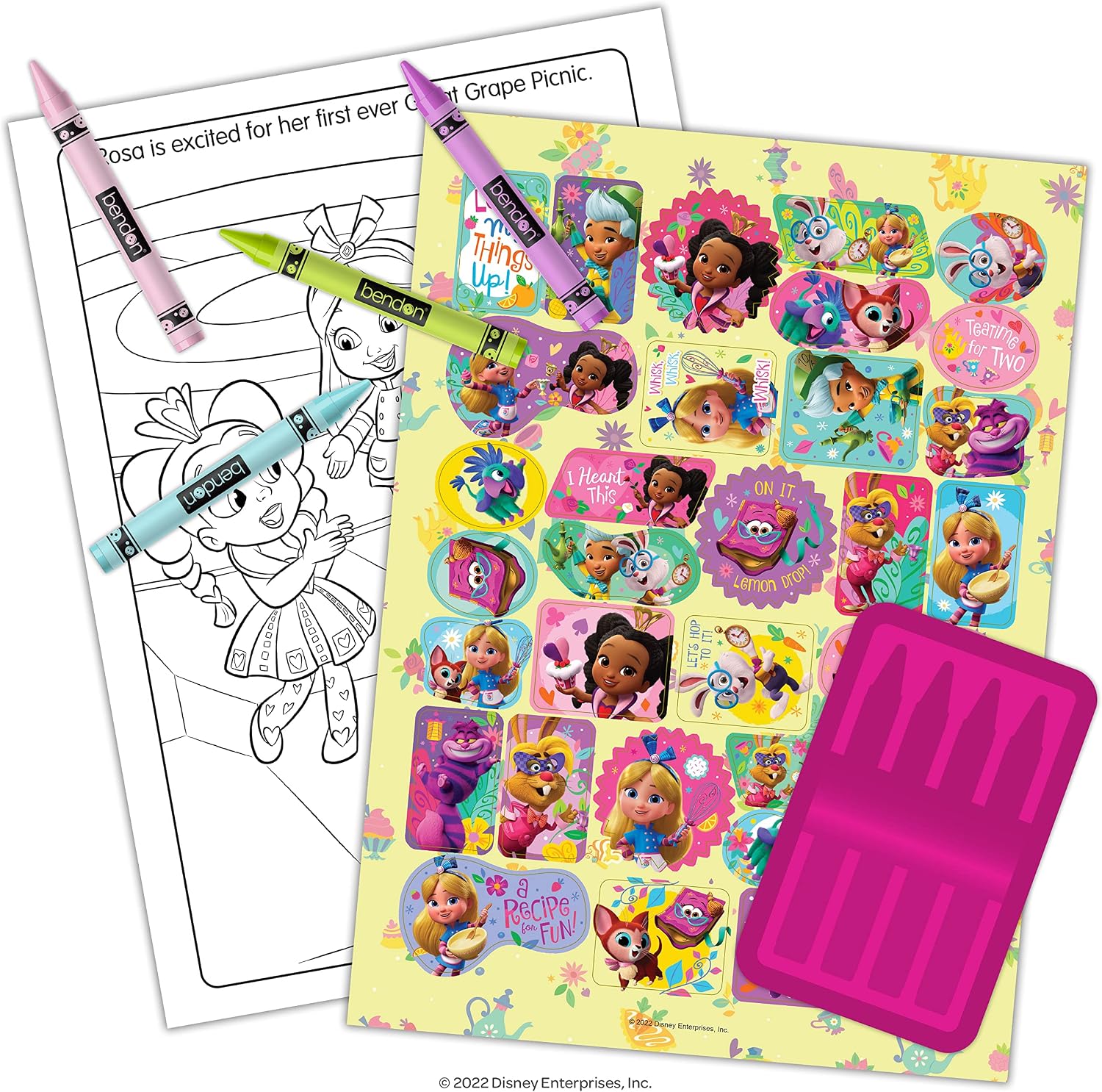 Disney Alice Wonderland Bakery 48 Page Coloring Book, 4 Crayons Bendon 53461