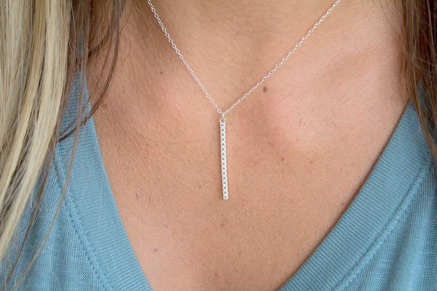 Layering Necklace Set of 2, Simple Bar Drop and Triangle Necklace Set, Multi Strand Necklace, Layering Set, Minimalist Multiple Necklaces - Image 2