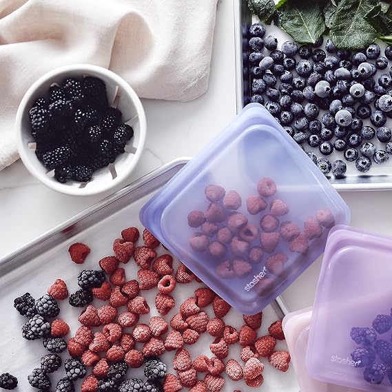 Stasher Premium Reusable Silicone Sandwich Bag, Lavender, 28 oz | Food-Safe Silicone, Leak-Free, BPA-Free, Eco-Friendly, Freezer, Microwave, Dishwasher, Oven Safe, Meal Prep, Lunch Container