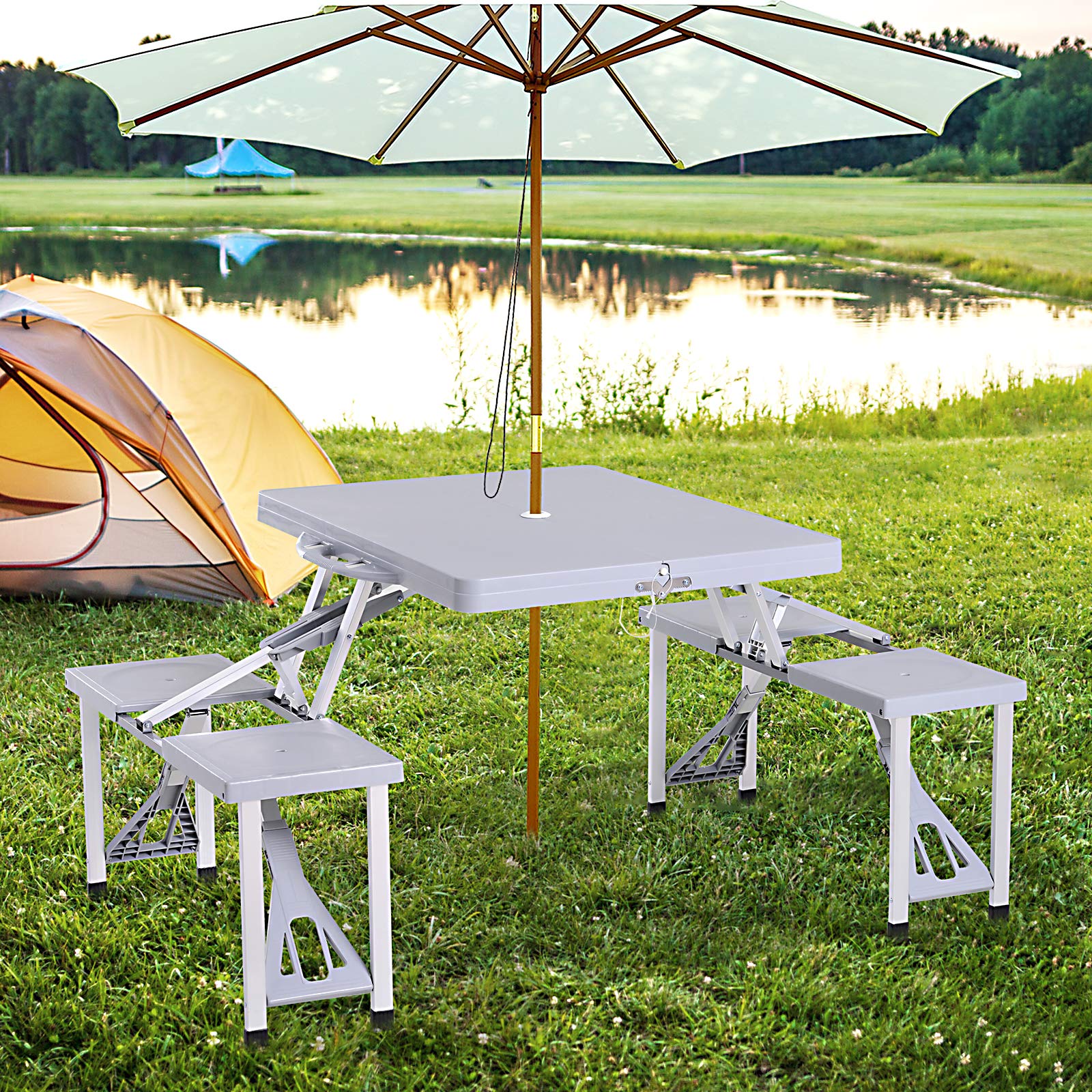 Outsunny Portable Foldable Camping Picnic Table with S...B083Q93XXZ