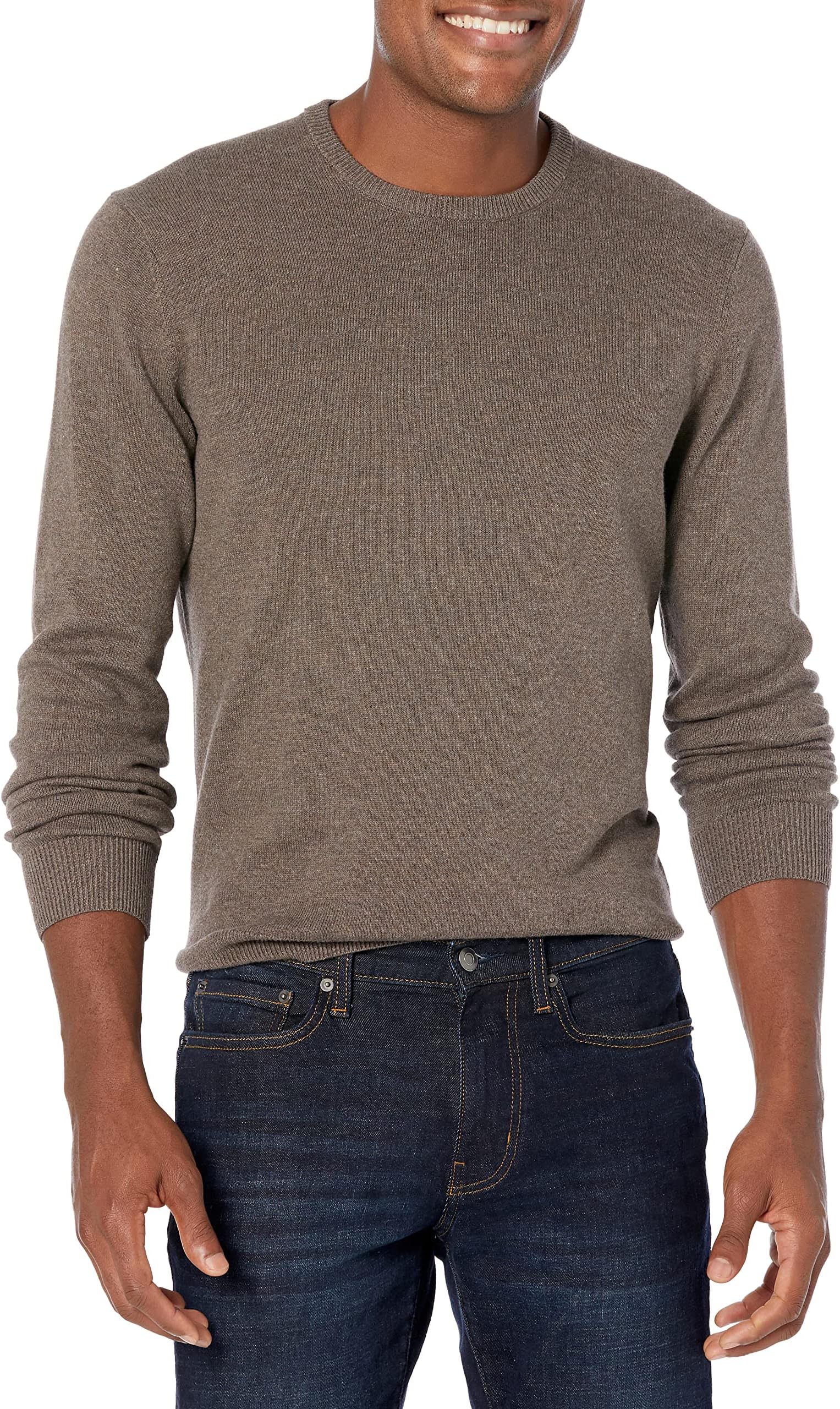 Men's Long-Sleeve Crewneck Sweater, 100% Cotton, Big & Tall Options Available