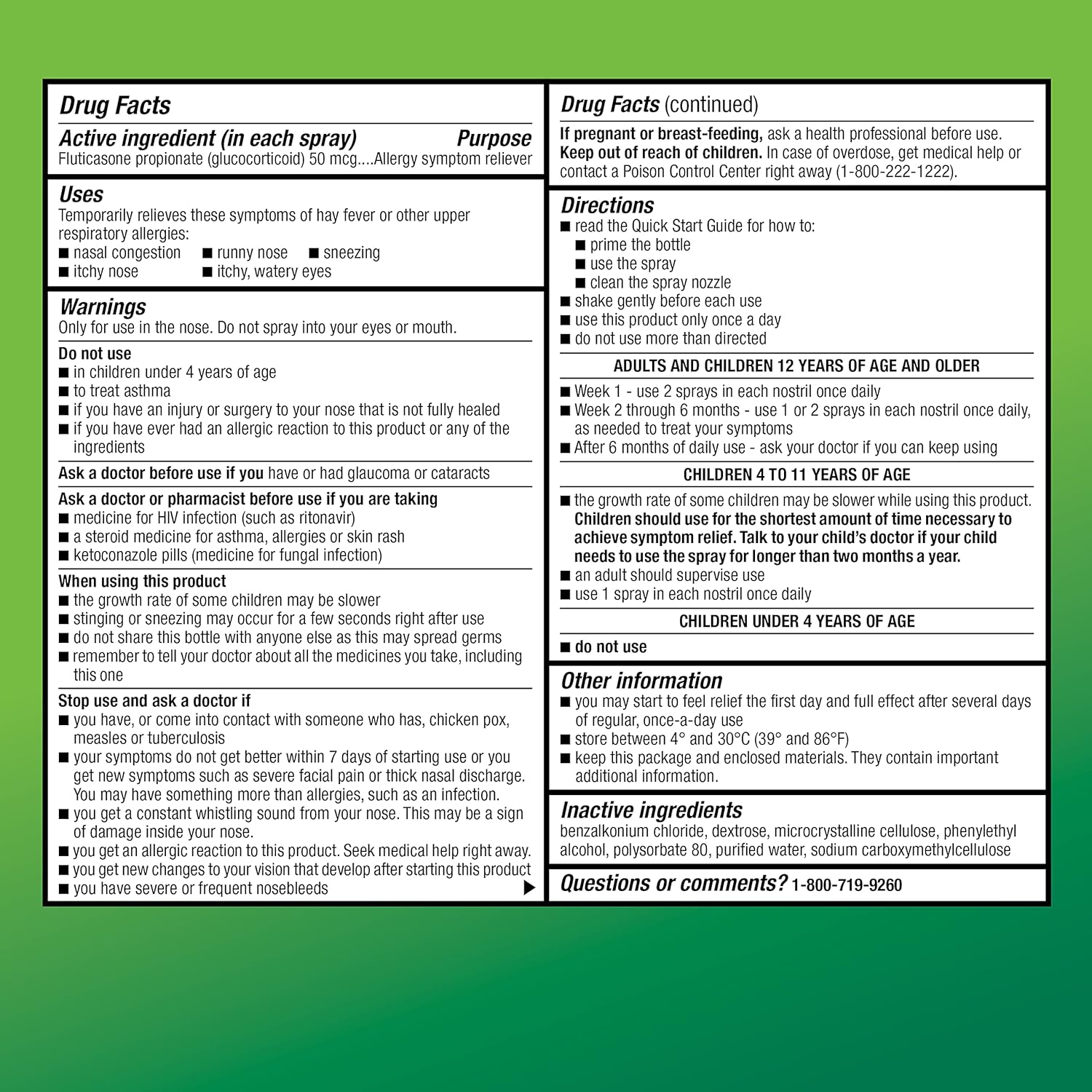  Basic Care 24-Hour Allergy Relief Nasal Spray, Fluticasone Propionate (Glucocorticoid), 50 mcg Per Spray, Full Prescription Strength, Non-Drowsy, 1.62 Fluid Ounces : Health & Household