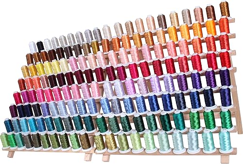 Miniatura 1 de Threadart Juego de hilos de máquina de bordar de poliéster de 160 carretes, juegos de colores vibrantes, joyas, vívidos y brillantes, bobinas de