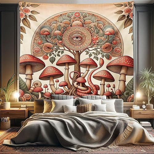 Miniatura 128 de Ambesonne Tapiz indie, estilo moderno de Memphis de los años ochenta, geométrico, abstracto, colorido, diseño de puntos, funky, para colgar en la