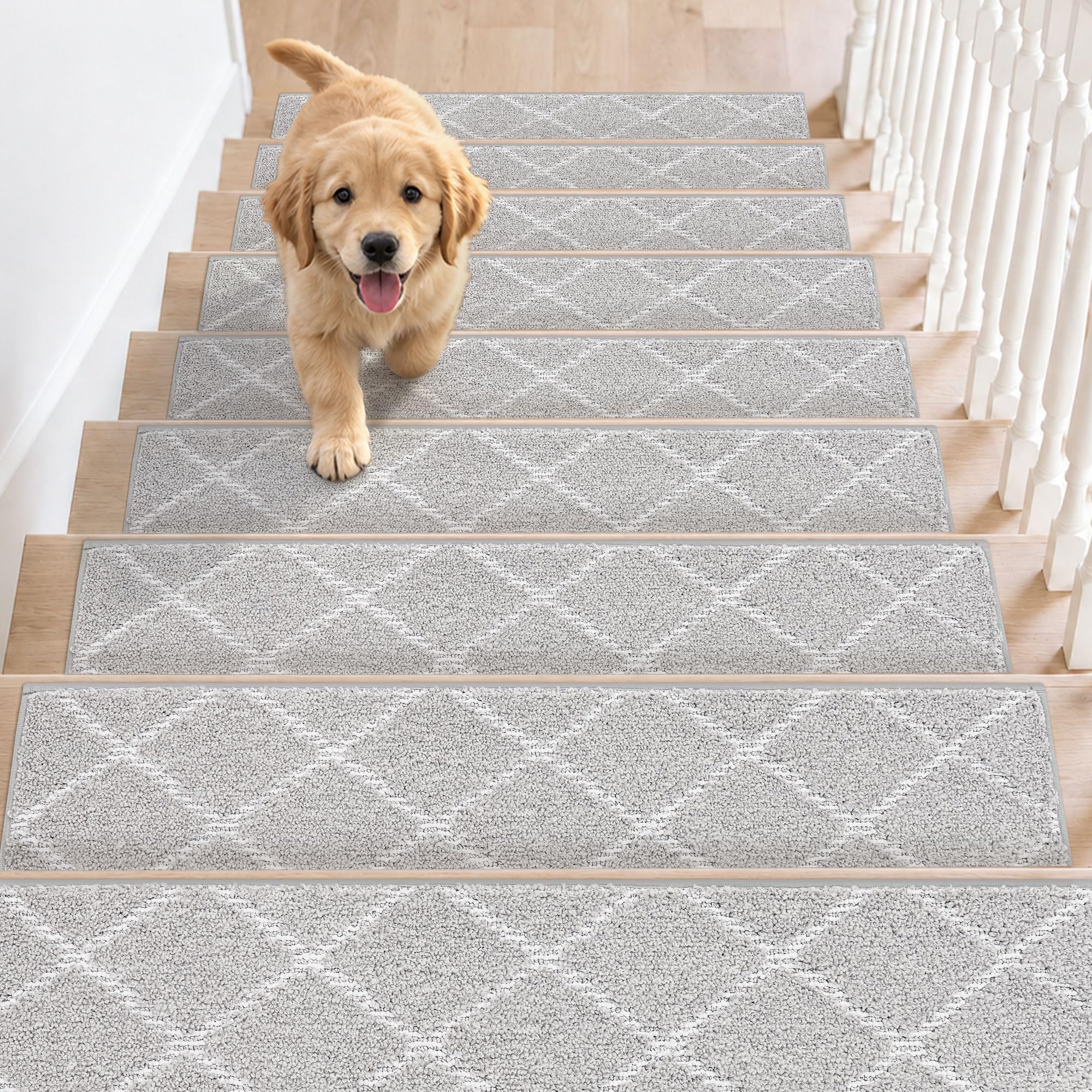 BEQHAUSE Stair Treads for Wooden Steps Non Slip, 28x9in, 15pcs, Grey