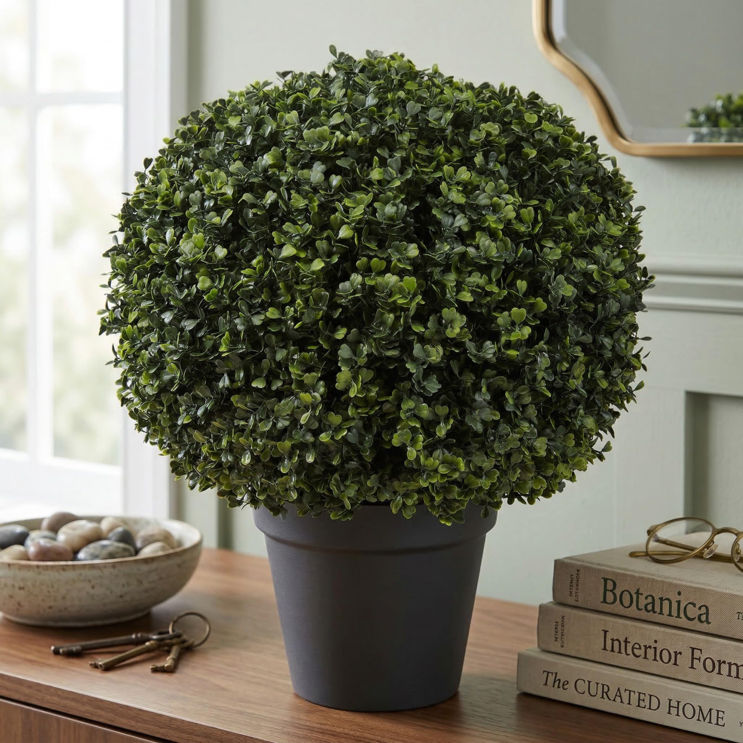 Amazon.com: Pure Garden Artificial Boxwood Plant - 21-Inch Topiary