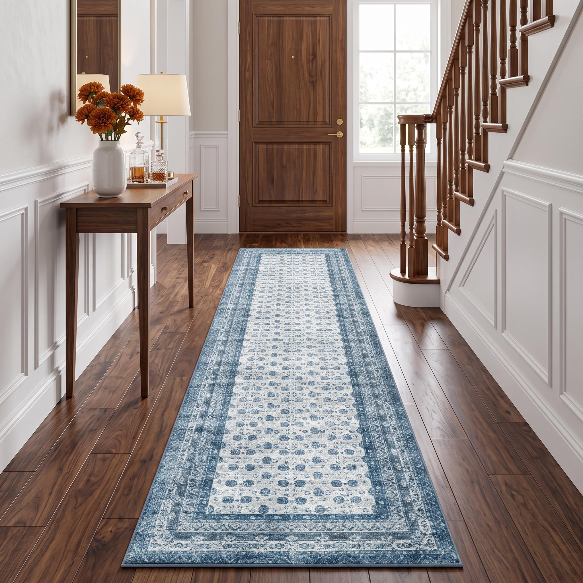 Decoranddecor Vintage Washable Hallway Runner Rug 60x240cm Non-Slip