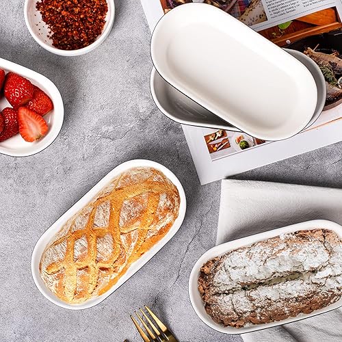 Miniatura 6 de Delling Ramekins - Juego de 6 moldes ovalados de crema brulee para hornear, platos de soufflé aptos para horno, cuencos de postre de cerámica, juego