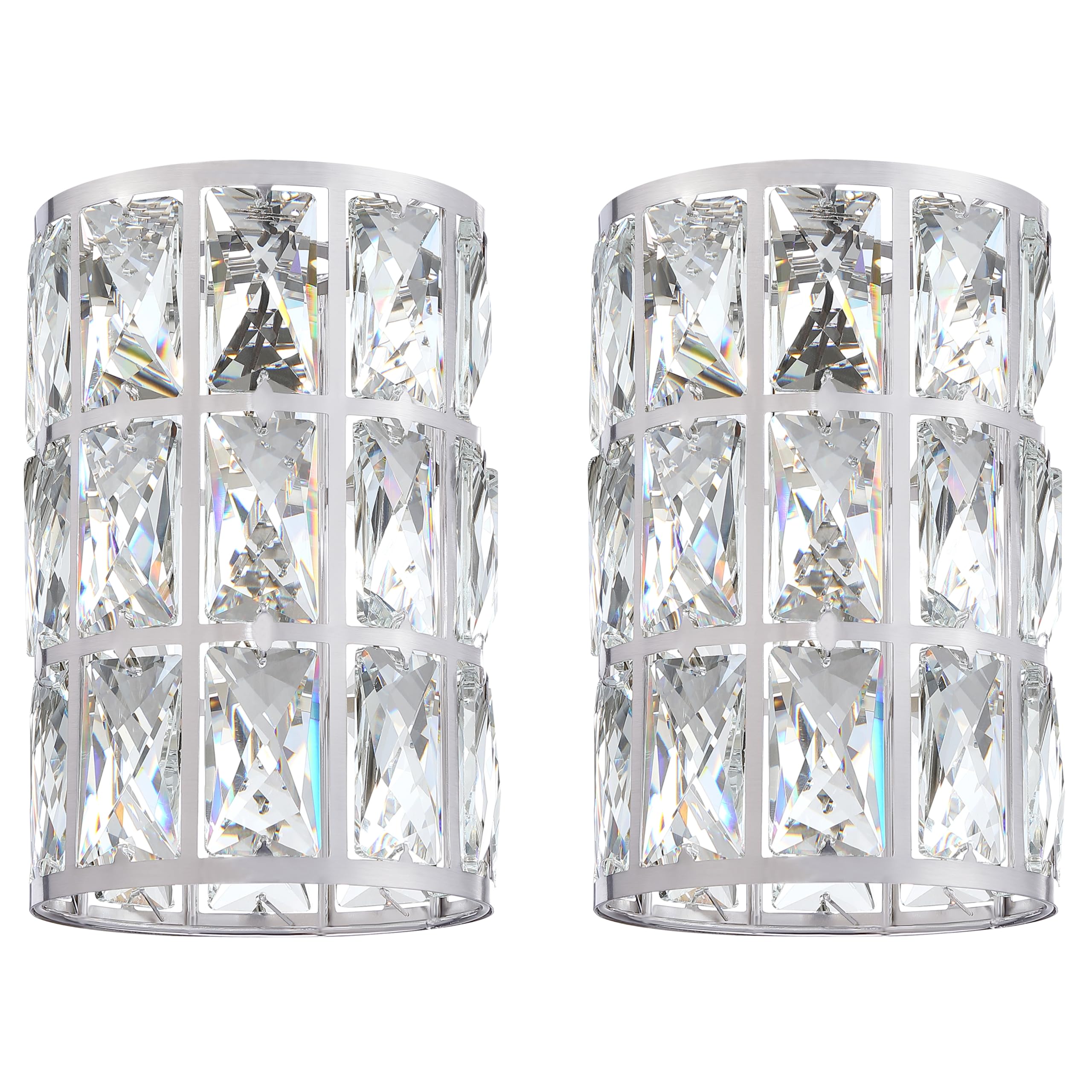 2 Pack Replacement Crystal Metal Cover Shade Pendant Ceiling Chandelier Wall Sconce Lamp Fixture Brushed Nickel Finish,1.66" Fitter Size,7.7" High*5.1" Diameter