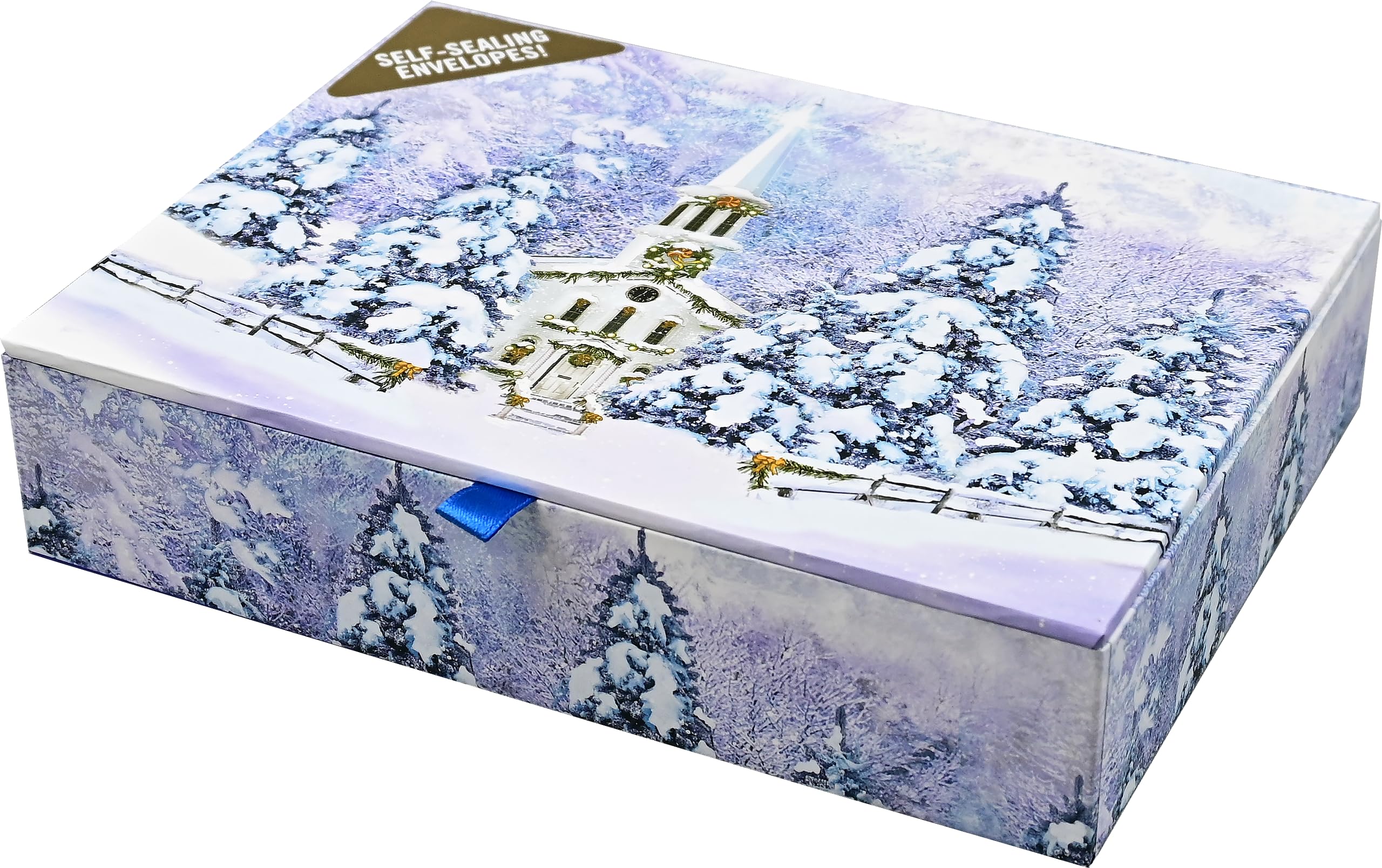 Winter Sanctuary Deluxe Boxed Holiday Cards (20 cards, 21 self-sealing envelopes), White, Blue, Gold, 7 x 5 inch - Image 4