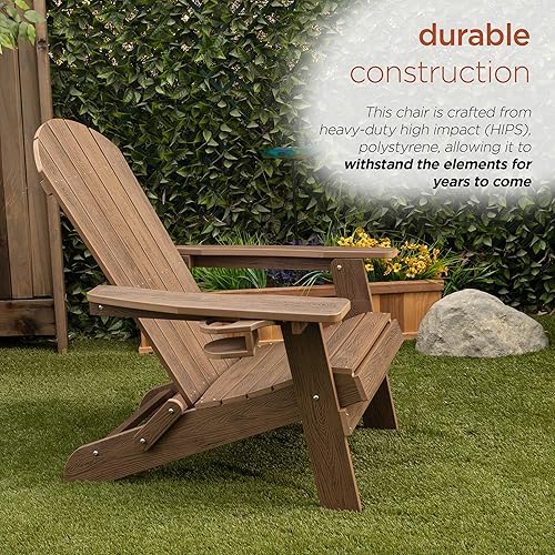 Miniatura 13 de Alpine Corporation MFW104DTK - Silla plegable Adirondack con portavasos y otomana, asiento para jardín, terraza y patio, 38 pulgadas de alto