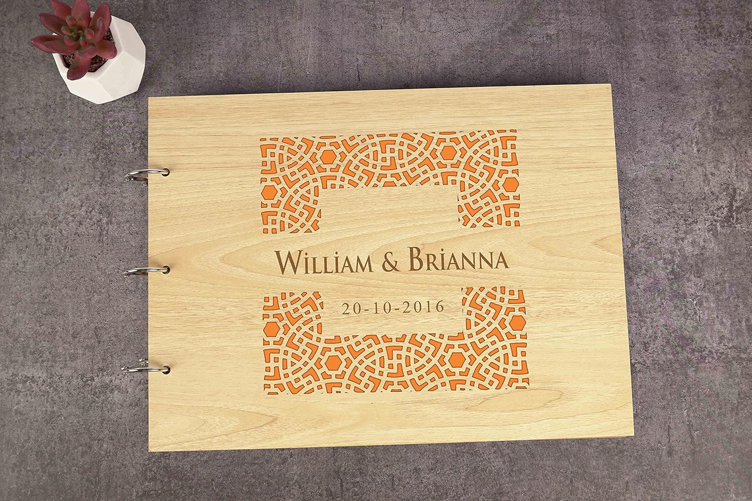 Darling Souvenir Personalized Engraved Laser Cut Wedding Guest Book Wooden Cover Sign-in Book Registry Guestbook Scrapbook-GB