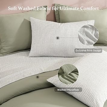 Monbix Full Size Comforter Sets-7 Pieces Soft Bed in a Bag Full Bedding Set