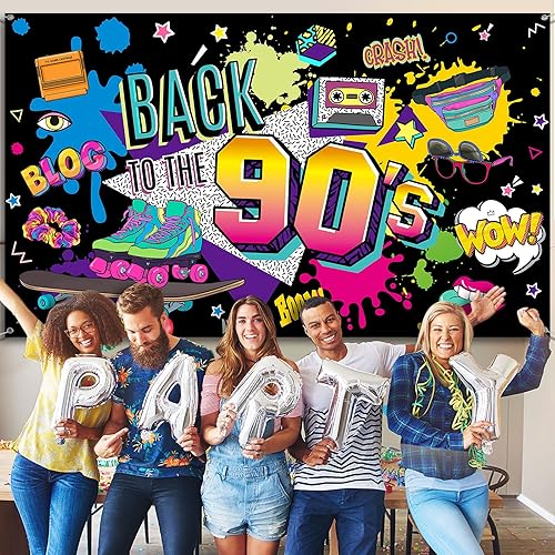 Miniatura 4 de Irenare Fondo de regreso a los años 90 para decoraciones de fiesta, pancarta colgante retro para fotografía, decoración de pared de graffiti de hip