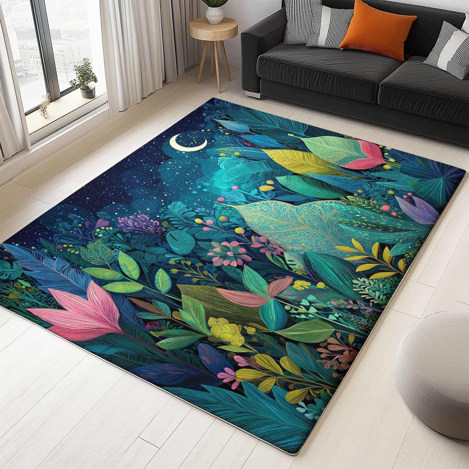 Tapis de chambre en flanelle douce avec des finitions d'art peint à la main unique