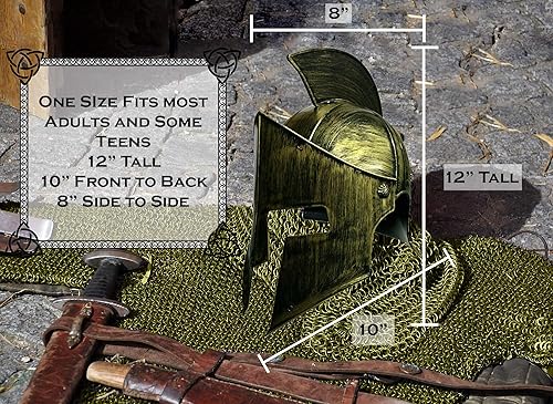 Miniatura 4 de Casco de disfraz griego de guerrero romano de caballero medieval gladiador espartano dorado Oro