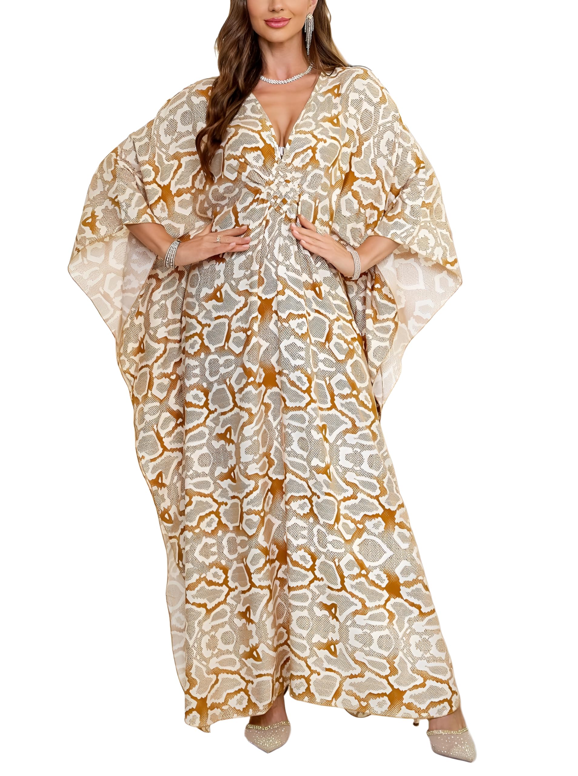 KEYLORTING Plus Size Kaftan Dress Women, African Moo Moo Print Caftan, Batwing Dress, Beach Cover Up for Party and Loungewear