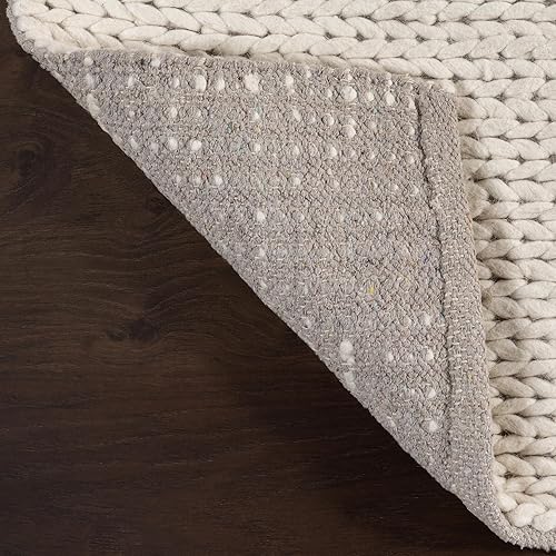 Miniatura 4 de NuLOOM Penelope - Alfombra de área de lana trenzada de 6 pies, cuadrada, color blanco crudo