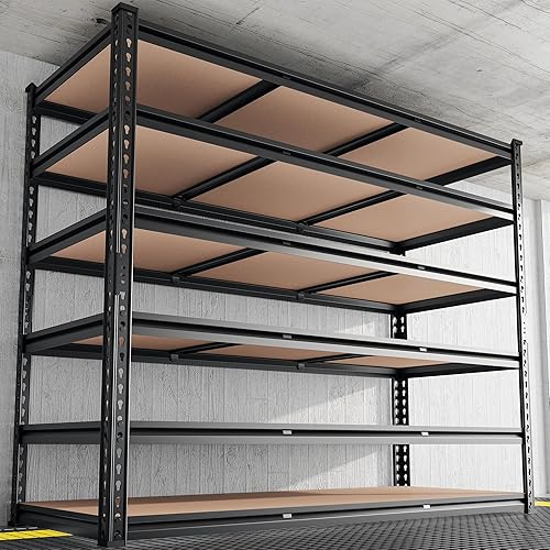 REIBII Estantería de garaje de 6 niveles, estantes de almacenamiento de 84 pulgadas de alto con carga de 3300 libras, estantes de metal ajustables,