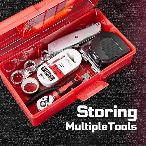 Miniatura 6 de Caja de herramientas de plástico con tapas y asa, organizador portátil de piezas pequeñas, mini estuche de almacenamiento transparente para
